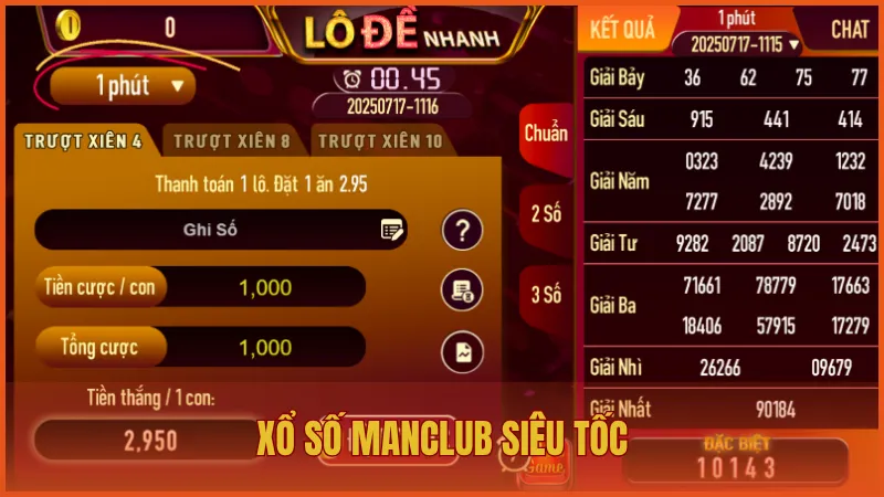 Xổ số ManClub siêu tốc cho bạn cơ hội quay số liên tục siêu nhanh